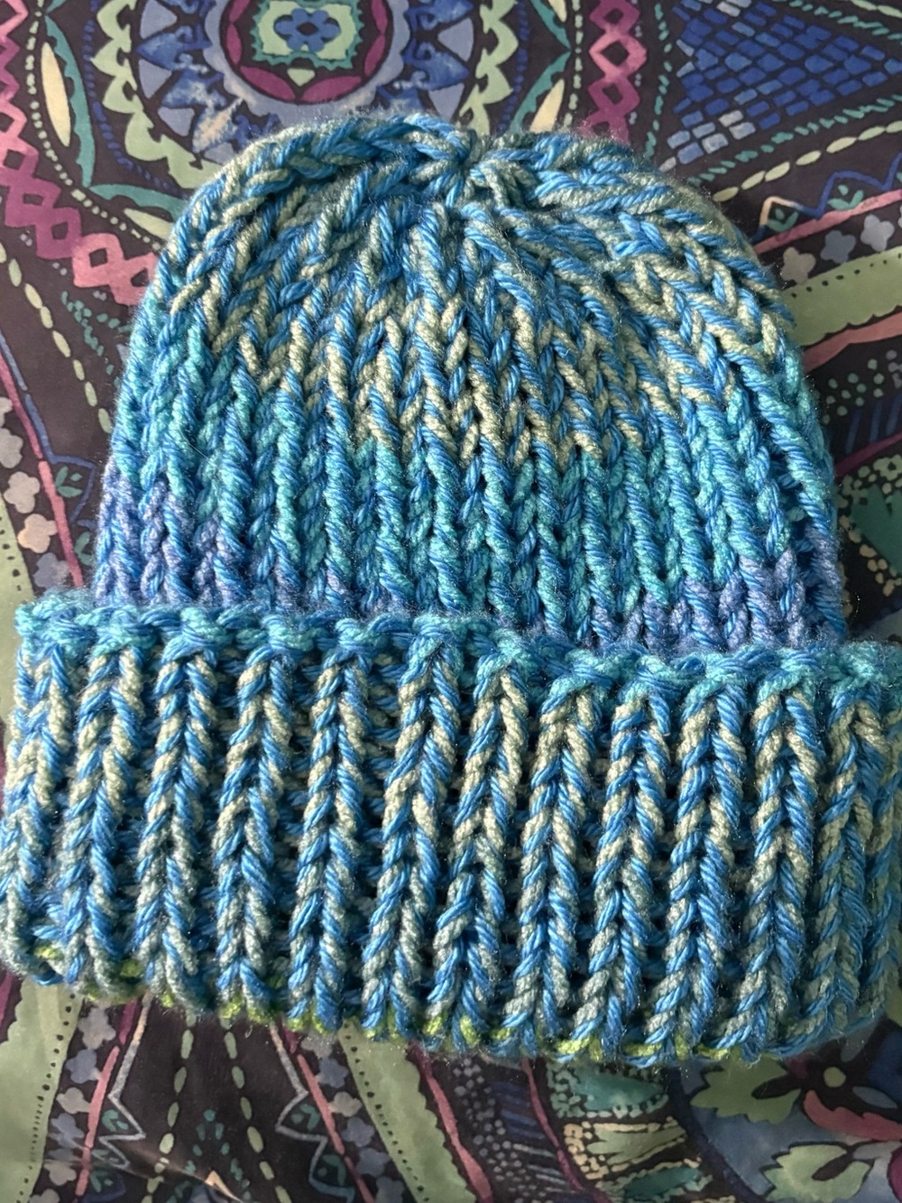 Handmade Kids Blue Multicolor Knit Beanie